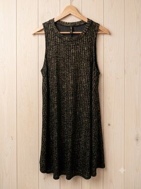 ✨ Want and Need Gold & Black Ribbed Party Dress XL✨